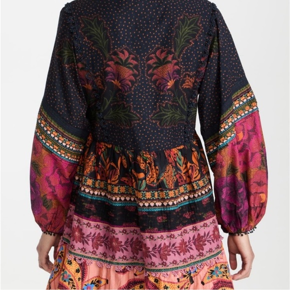 FARM RIO‎ Boho Indie Mixed Patchwork Mini Dress Cotton Gipsy XS - Picture 3 of 7